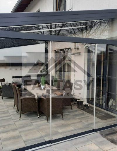 Terrassendach mit Keilfenster & Glasschiebewand