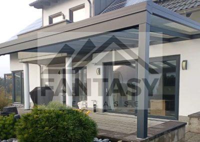 Terrassenueberdachung mit VSG-Glas in Farbe RAL7016ST Anthrazitgrau