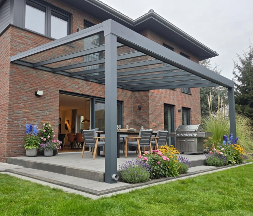 Alu-Terrassenueberdachung anthrazit GIGA